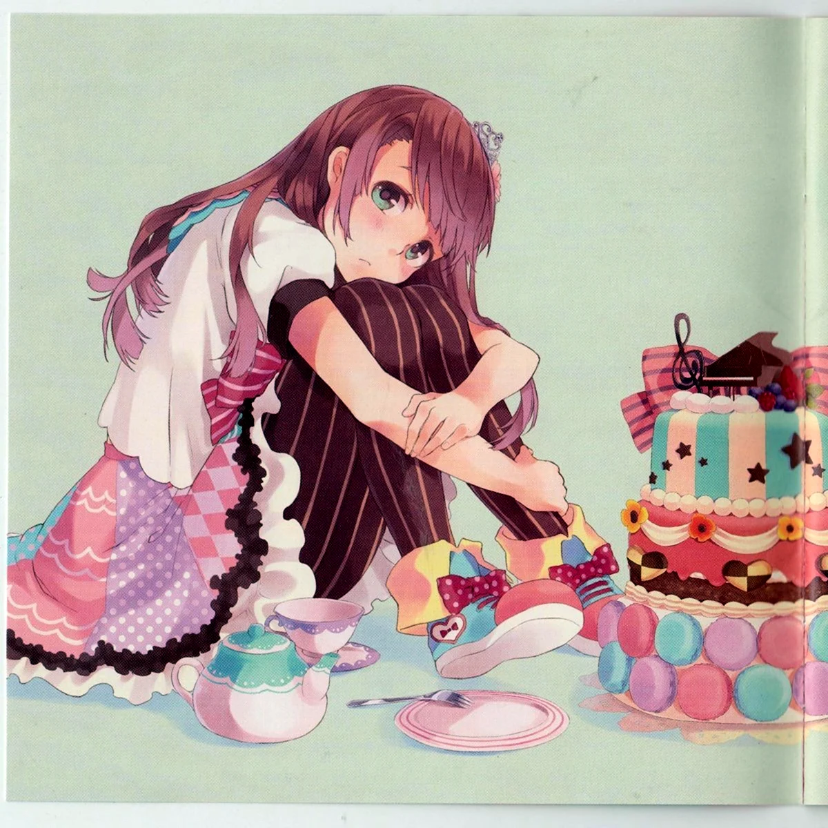 Аниме девушка с тортиком