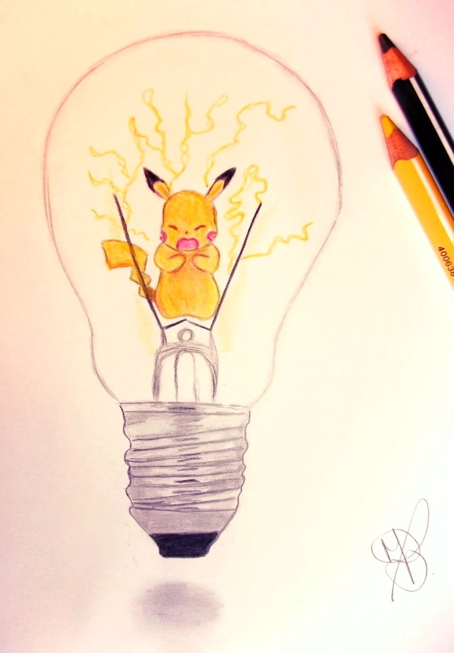 Интересные идеи для рисунка с лампой