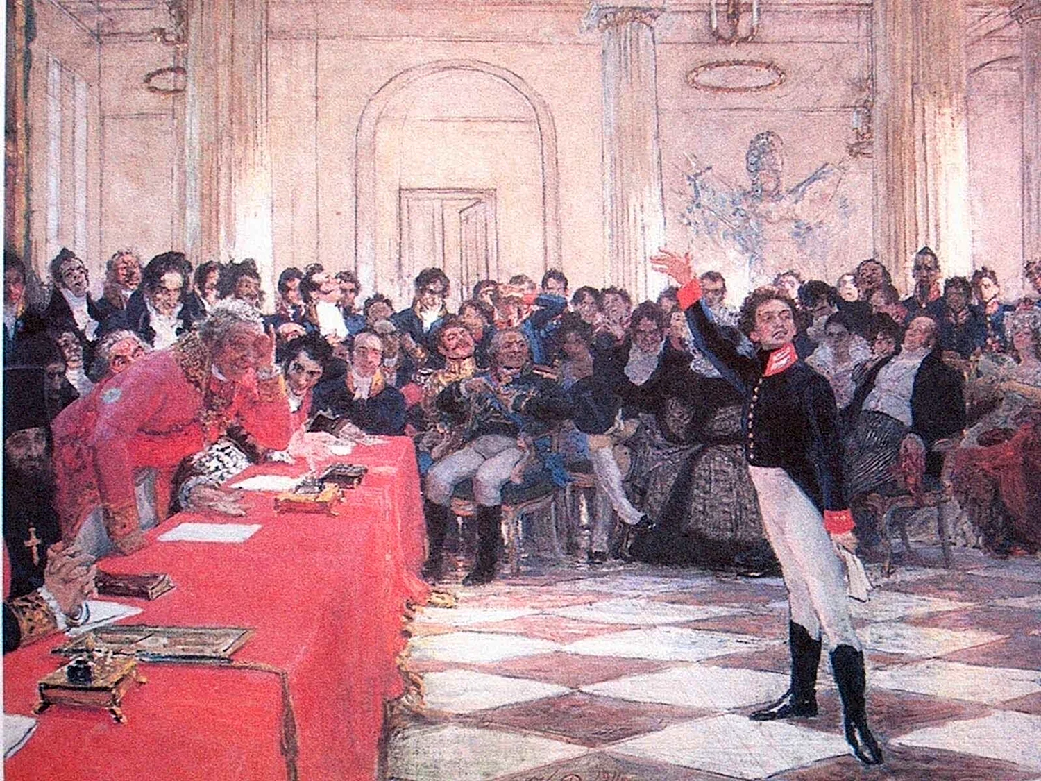 Картина Репина Пушкин на лицейском экзамене
