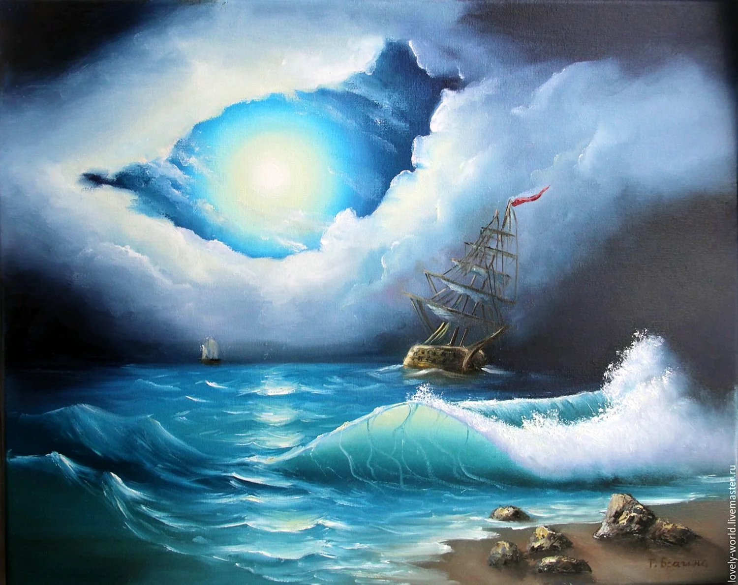 Картины Южакова море Маяк
