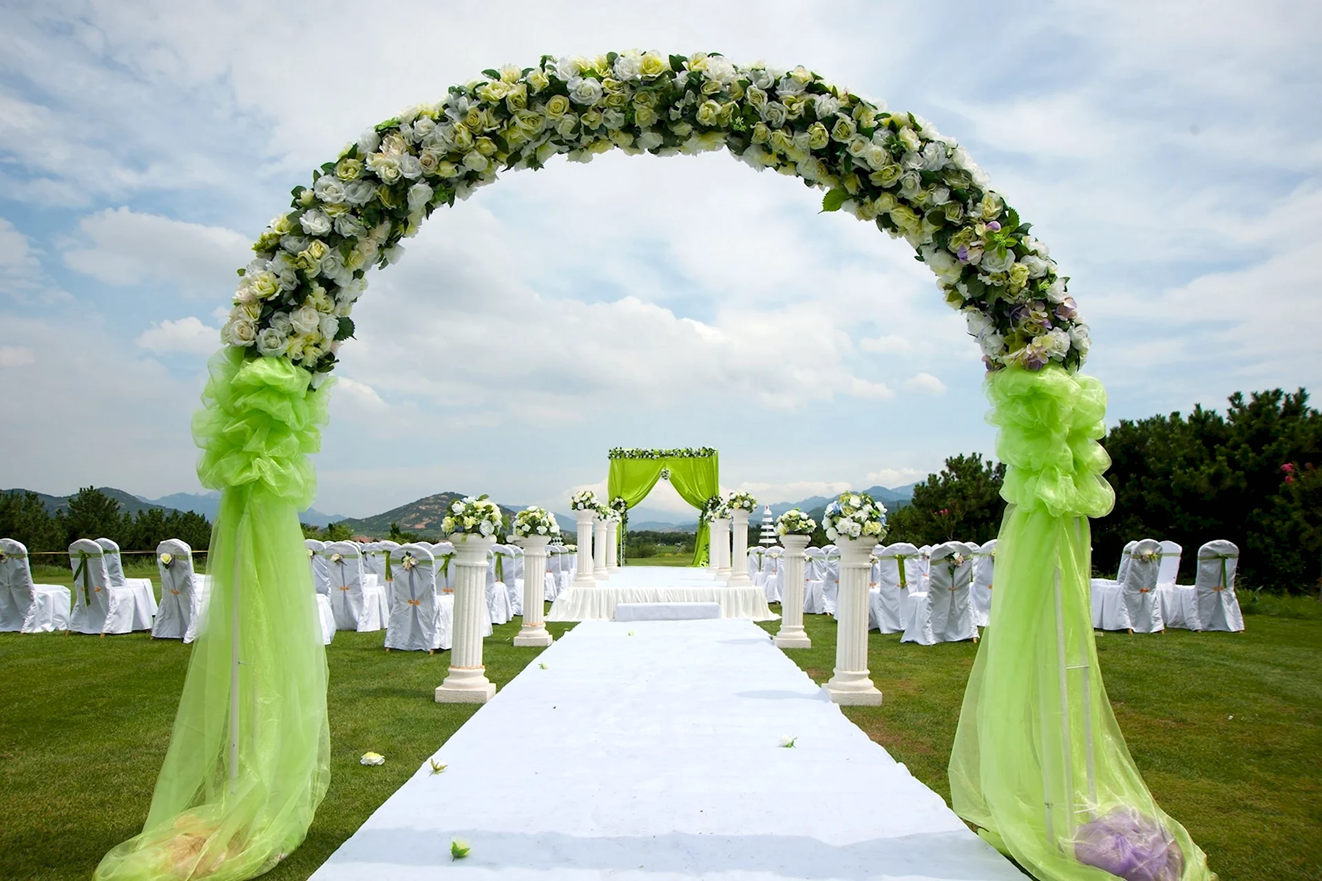 Свадебная арка в зеленом цвете